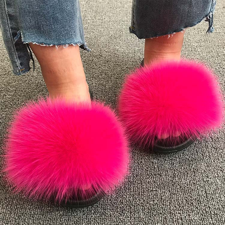 Wholesale fox fur slippers women's outdoor slippers home fur fur slippers